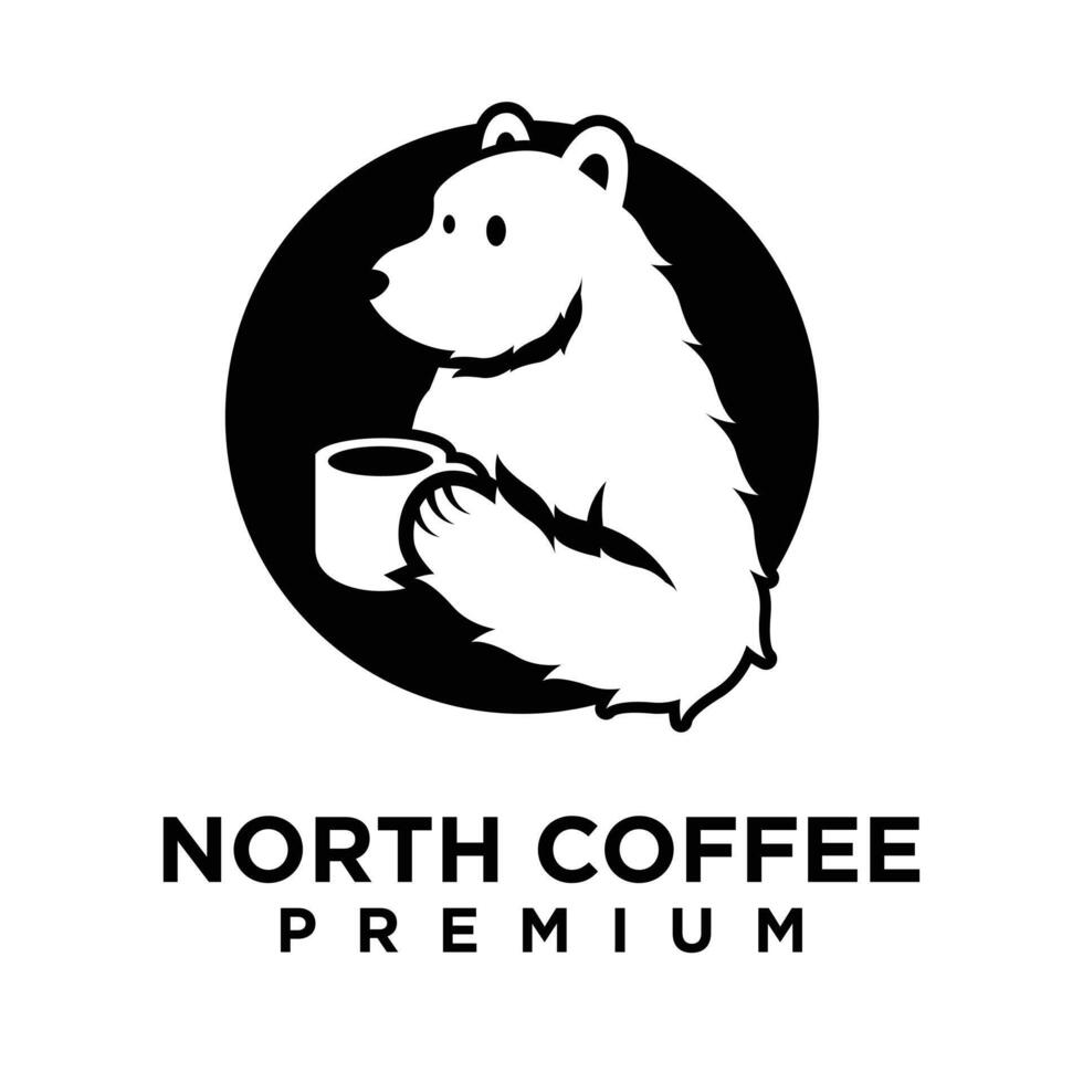 polär Björn kaffe logotyp ikon illustration design vektor