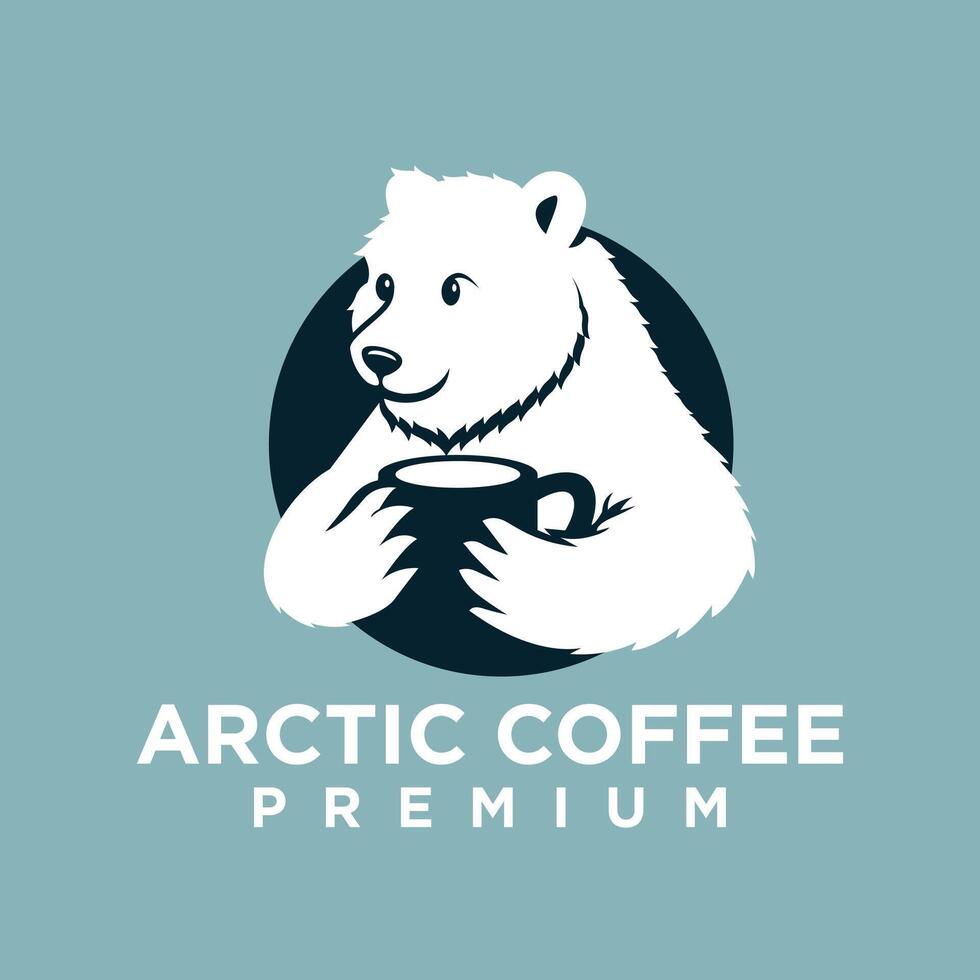 Polar- Bär Kaffee Logo Symbol Illustration Design vektor
