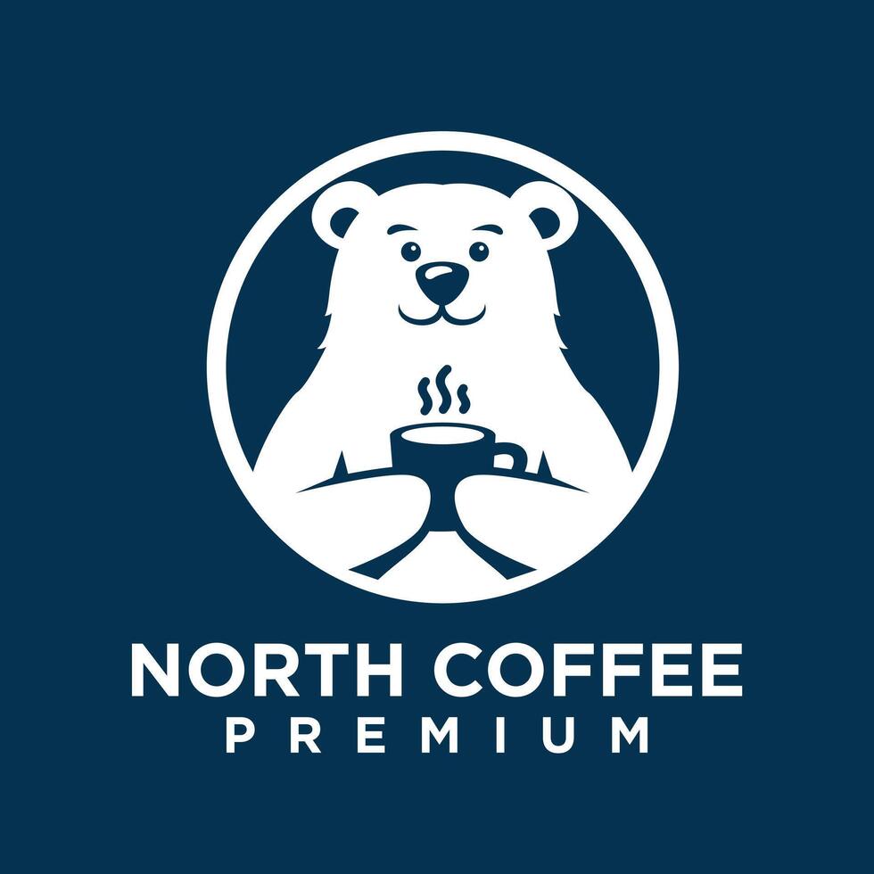 Polar- Bär Kaffee Logo Symbol Illustration Design vektor