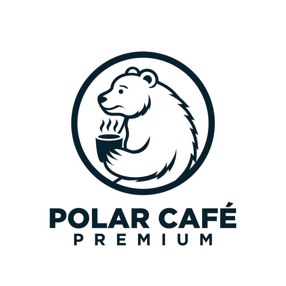 polär Björn kaffe logotyp ikon illustration design vektor