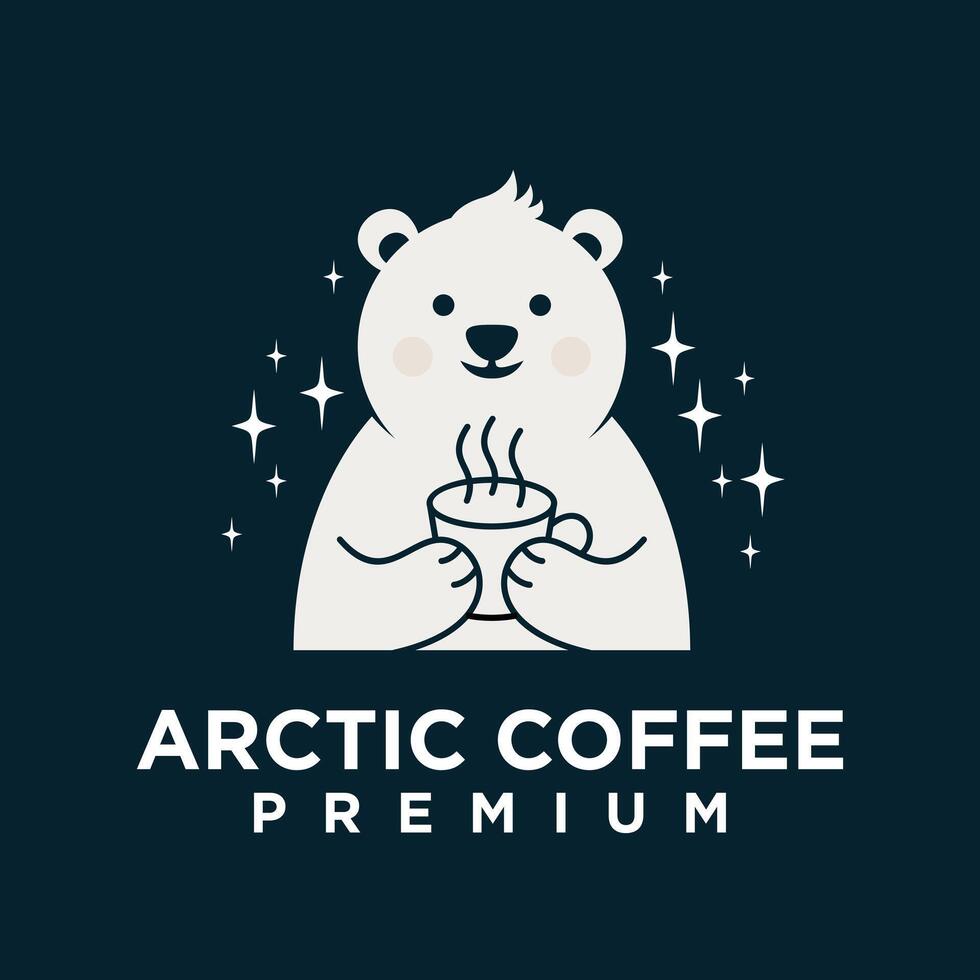 Polar- Bär Kaffee Logo Symbol Illustration Design vektor