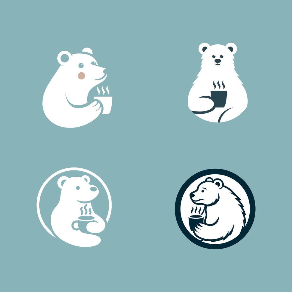 Polar- Bär Kaffee Logo Symbol Illustration Design vektor