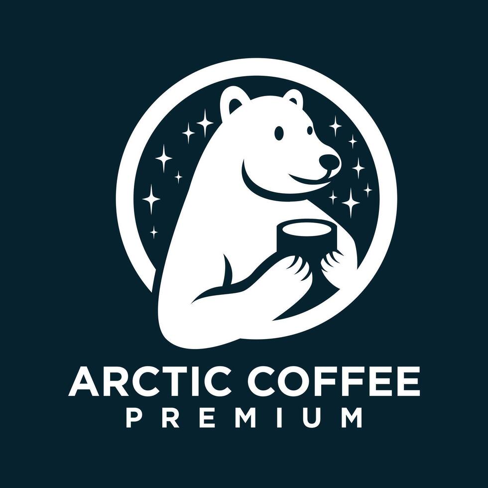 Polar- Bär Kaffee Logo Symbol Illustration Design vektor