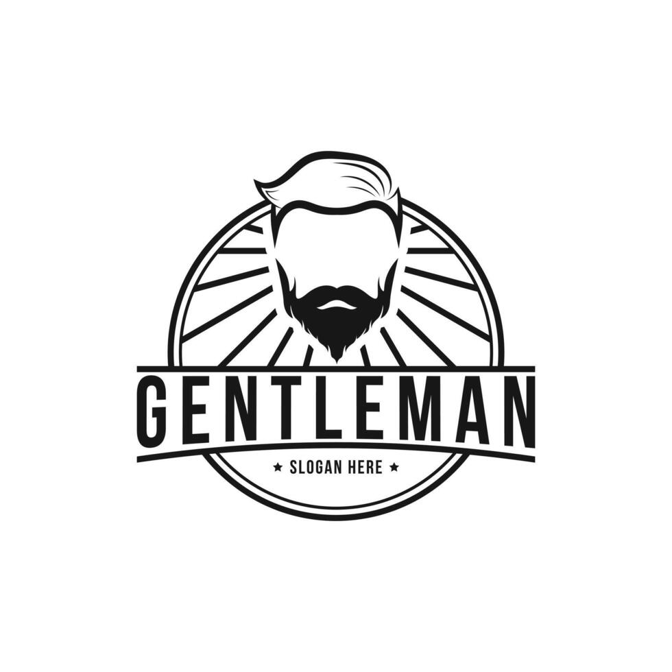 Bart Logo Design Ideen, Gentleman Silhouette Bart und Haar Jahrgang retro Logo Design Ideen vektor