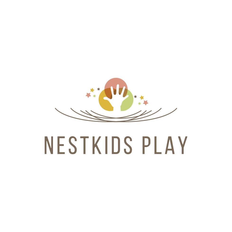 Nest Kinder abspielen Logo Design Konzept Idee vektor