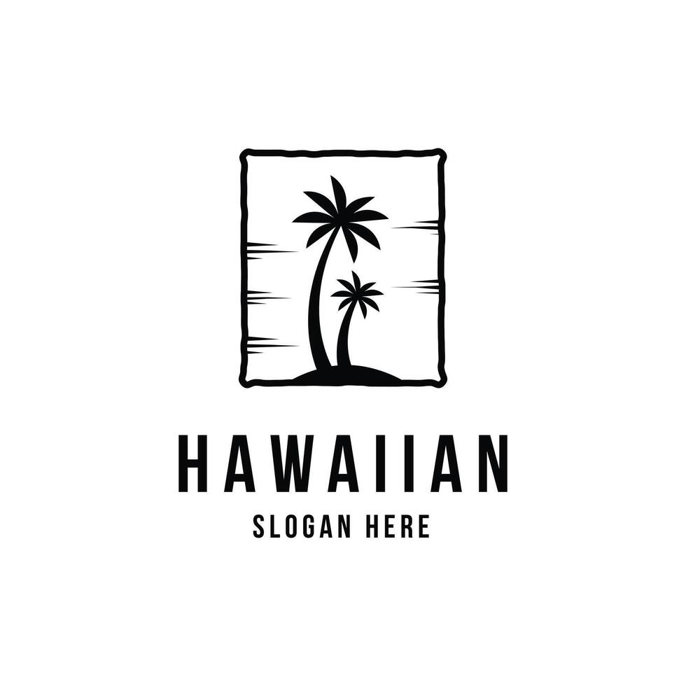 hawaiisch Logo Design Jahrgang retro Stil mit Palme Baum vektor