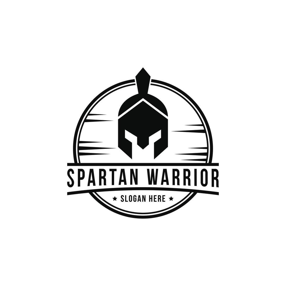 spartanisch Krieger Helm Logo Design Jahrgang retro Etikette vektor