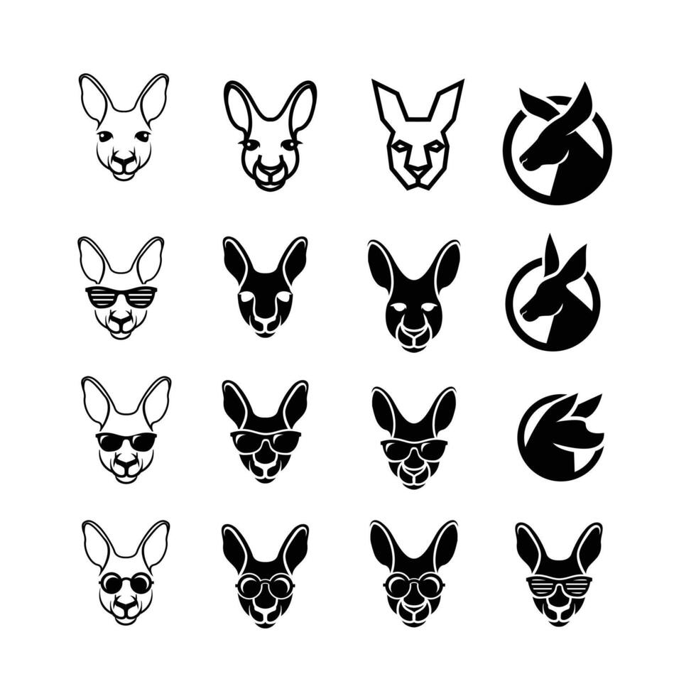känguru huvud ansikte logotyp ikon design illustration vektor