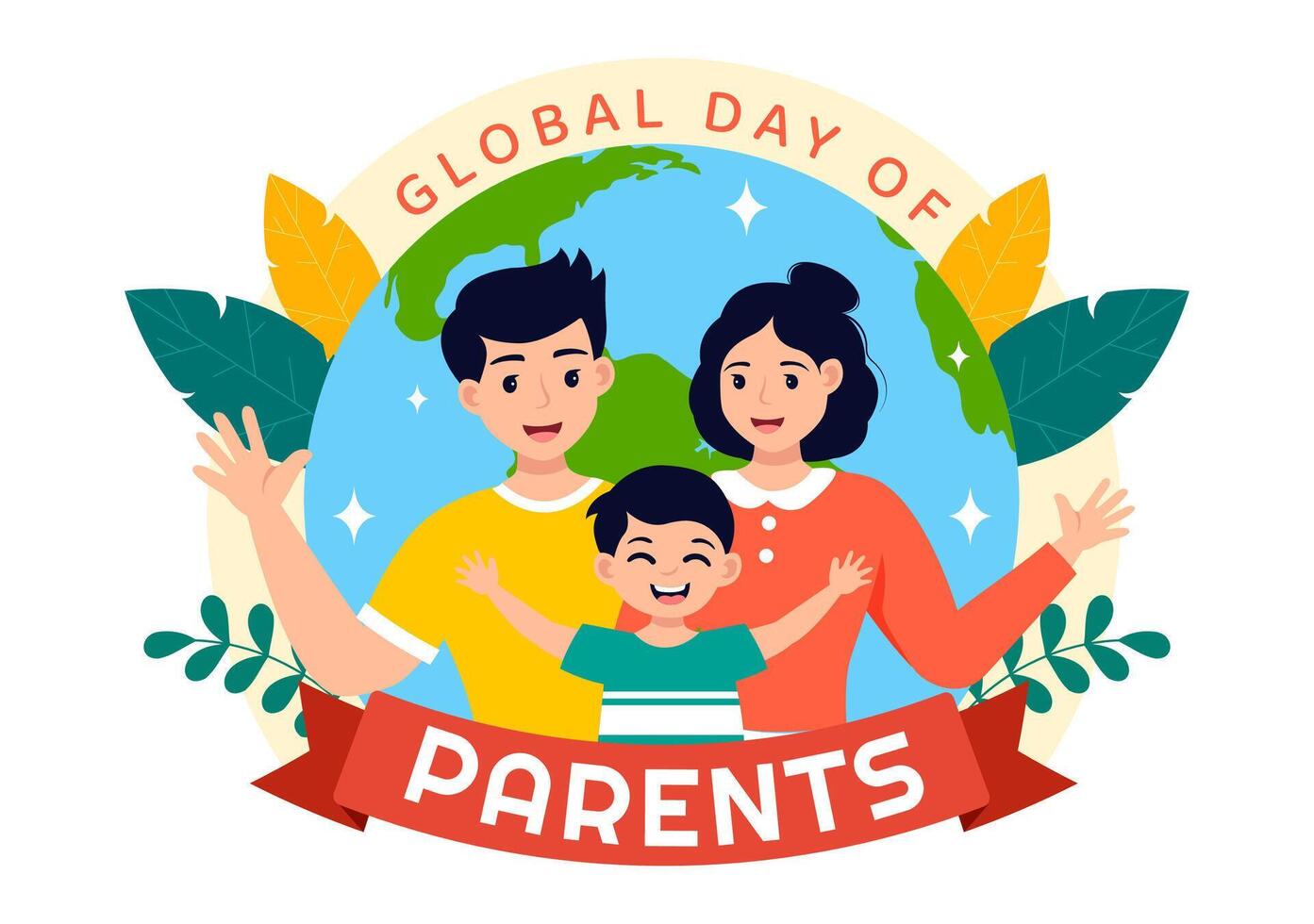 global dag av föräldrar vektor illustration med betydelse av varelse en föräldraskap med samhörighet mor far barn begrepp i platt bakgrund