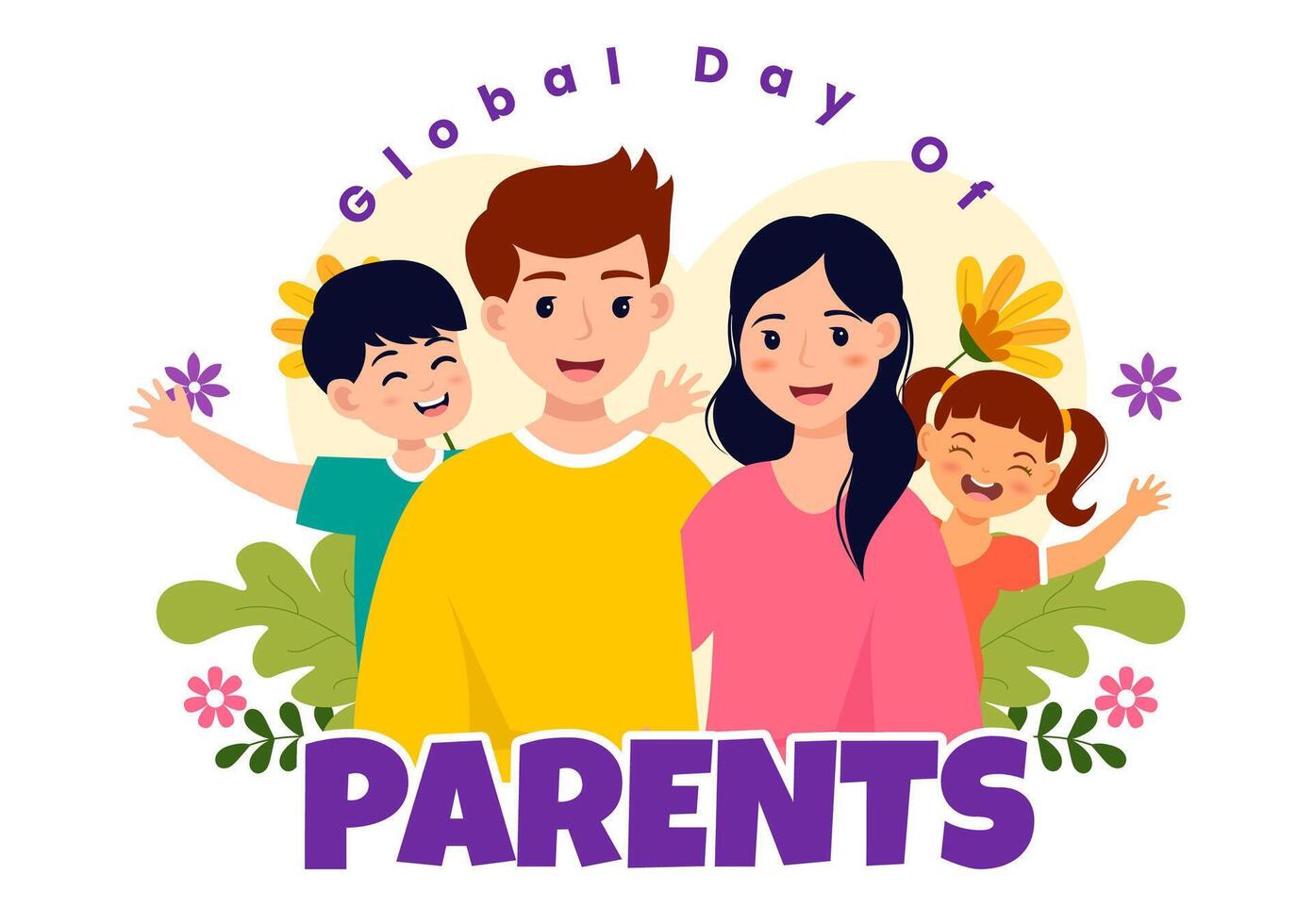 global Tag von Eltern Vektor Illustration mit Bedeutung von Sein ein Elternschaft mit Zusammengehörigkeit Mutter Vater Kinder Konzept im eben Hintergrund