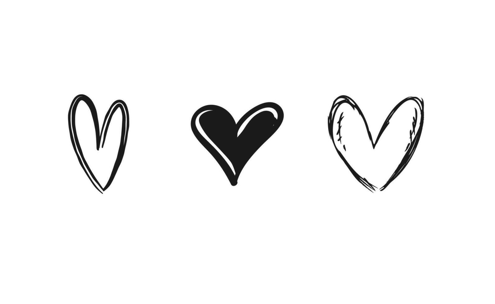 hjärta formad doodles. hand dragen vektor hjärtan. hjärtans dag illustration symboler.