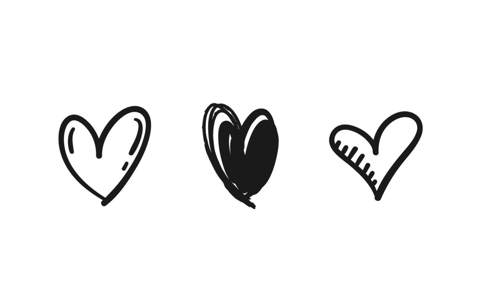 hjärta formad doodles. hand dragen vektor hjärtan. hjärtans dag illustration symboler.