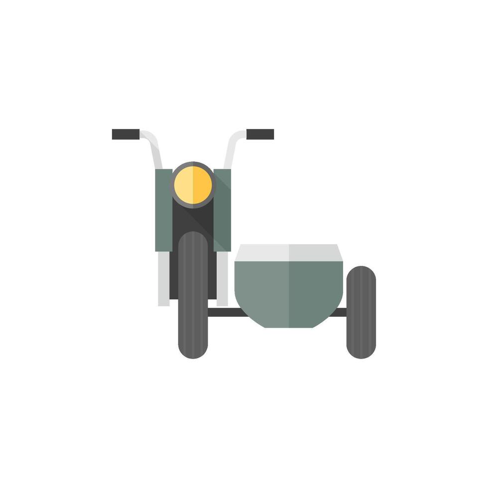Militär- Motorrad Symbole im eben Farbe Stil. Seite Auto Heer Transport vektor
