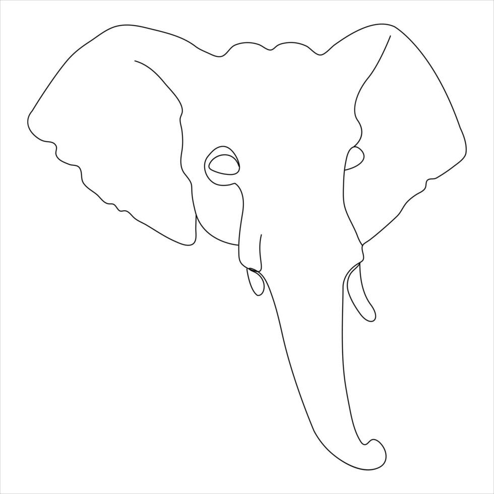 Single Linie kontinuierlich Zeichnung von ein Elefant Kopf und Konzept Welt wild Leben Tag Gliederung Vektor Illustration