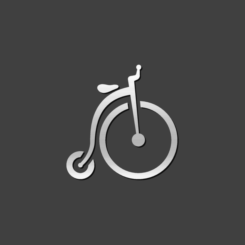 årgång cykel ikon i metallisk grå Färg stil. transport gammal retro vektor