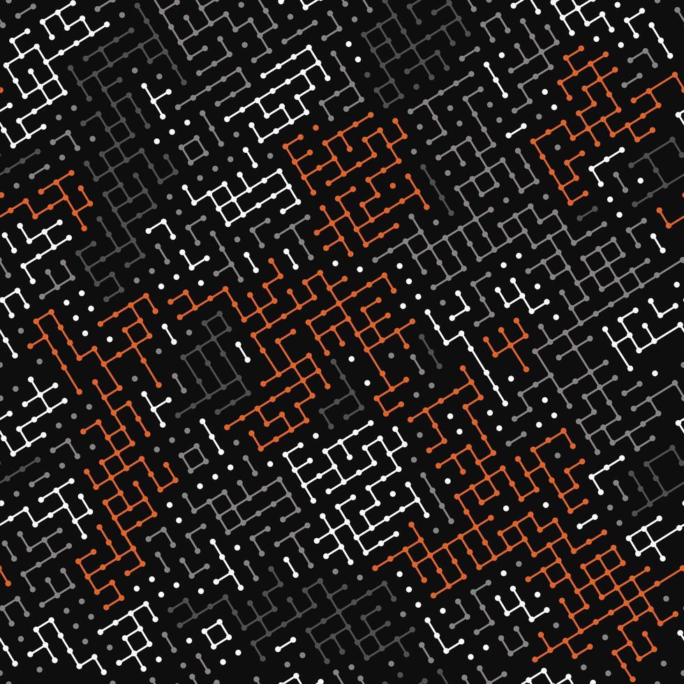 Vektor nahtlos Muster. abstrakt geometrisch Hintergrund. Original linear Techno Textur mit wiederholen gebogen dünn Linien, Punkte. hoch Technik Hintergrund.