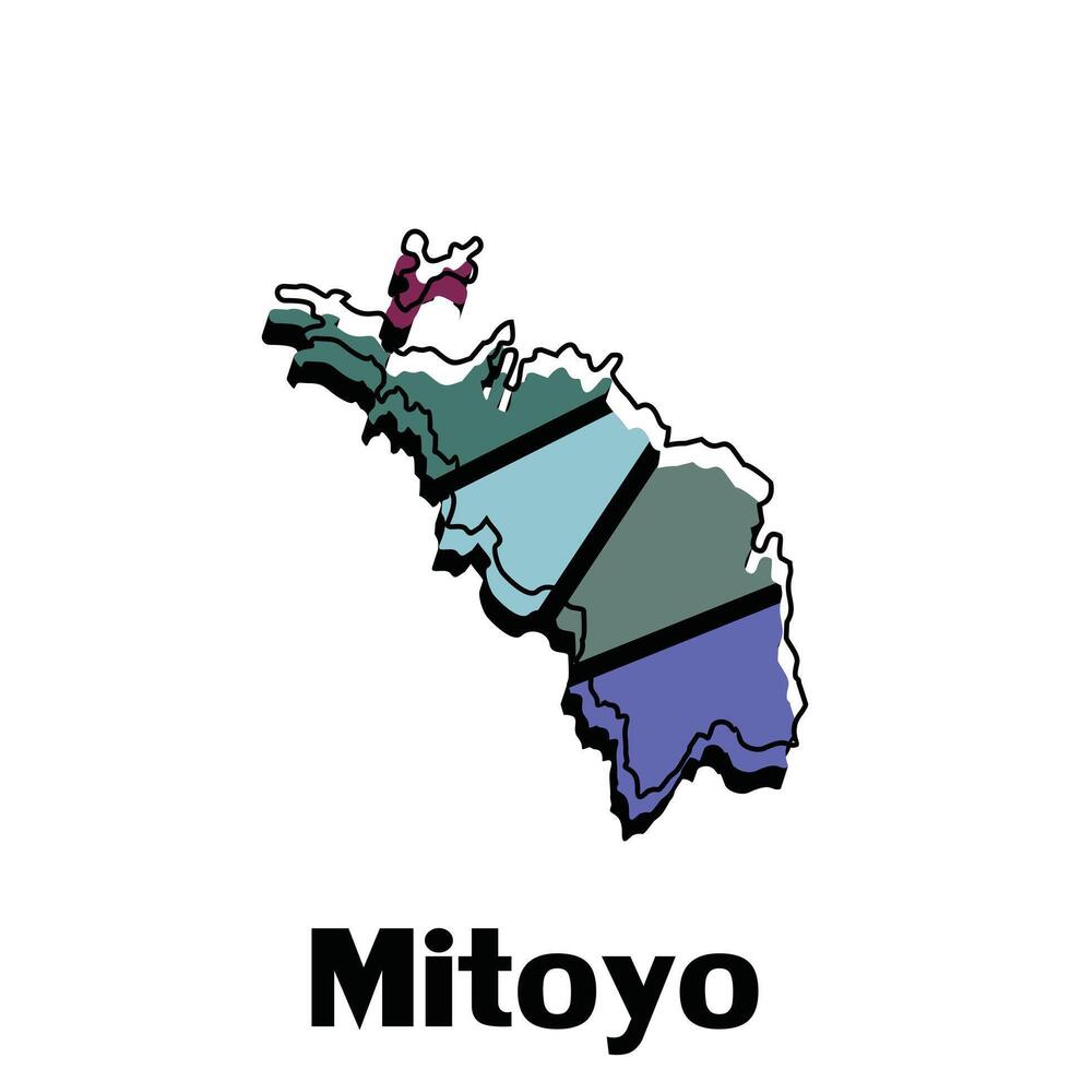 Karta av mitoyo stad - japan Karta och infographic av provinser, politisk Kartor av Japan, område av japan för din företag vektor
