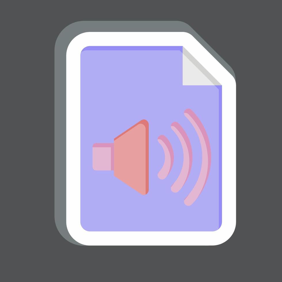 Aufkleber Audio- Datei. verbunden zu Podcast Symbol. einfach Design editierbar. einfach Illustration vektor