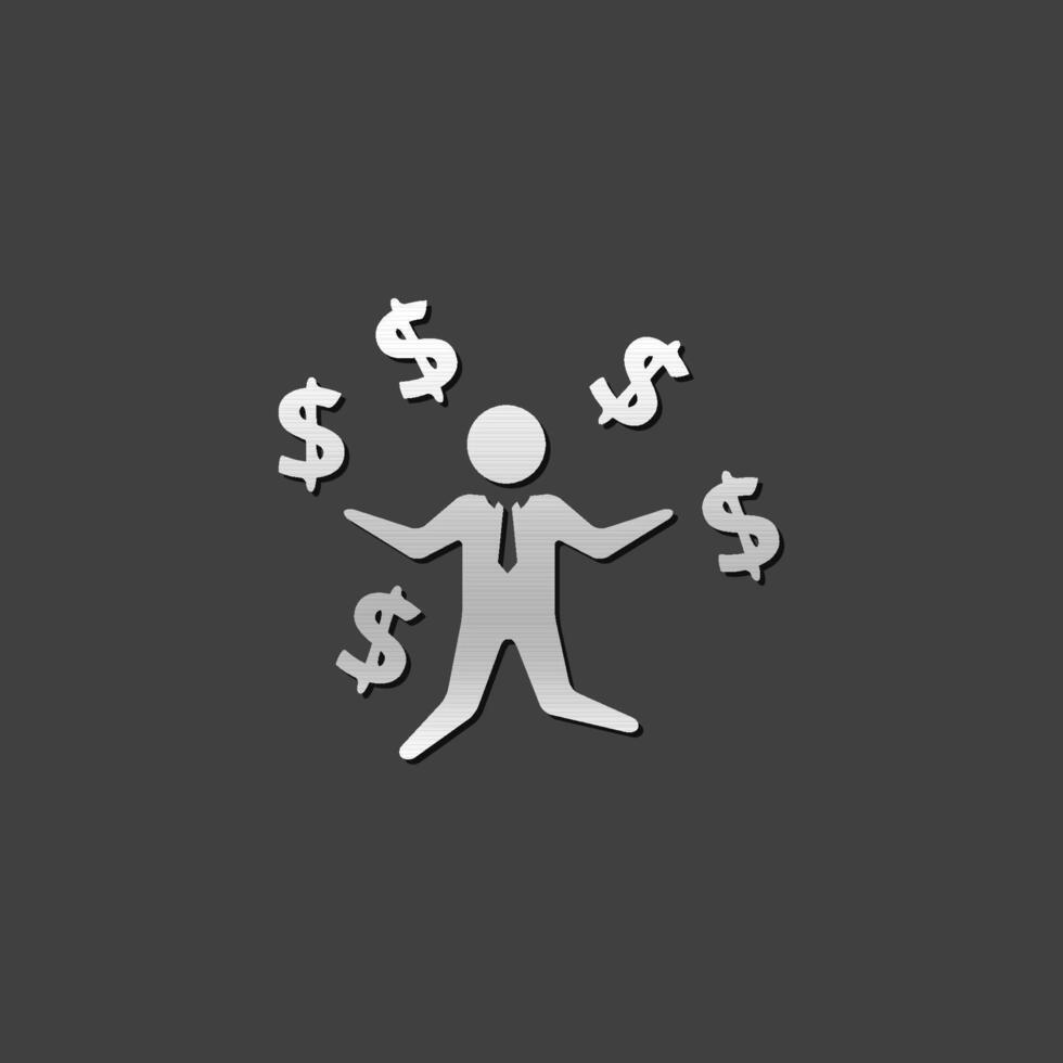 affärsman pengar ikon i metallisk grå Färg stil. företag rikedom dollar tecken vektor