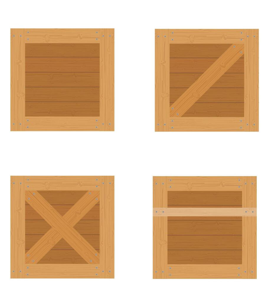 hölzern Box zum das Lieferung und Transport von Waren gemacht von Holz Vektor Illustration isoliert auf Weiß Hintergrund