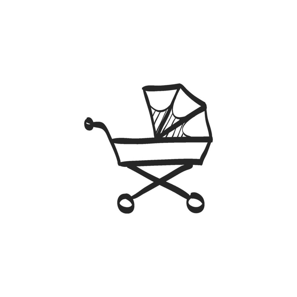 Hand gezeichnet skizzieren Symbol Baby Kinderwagen vektor