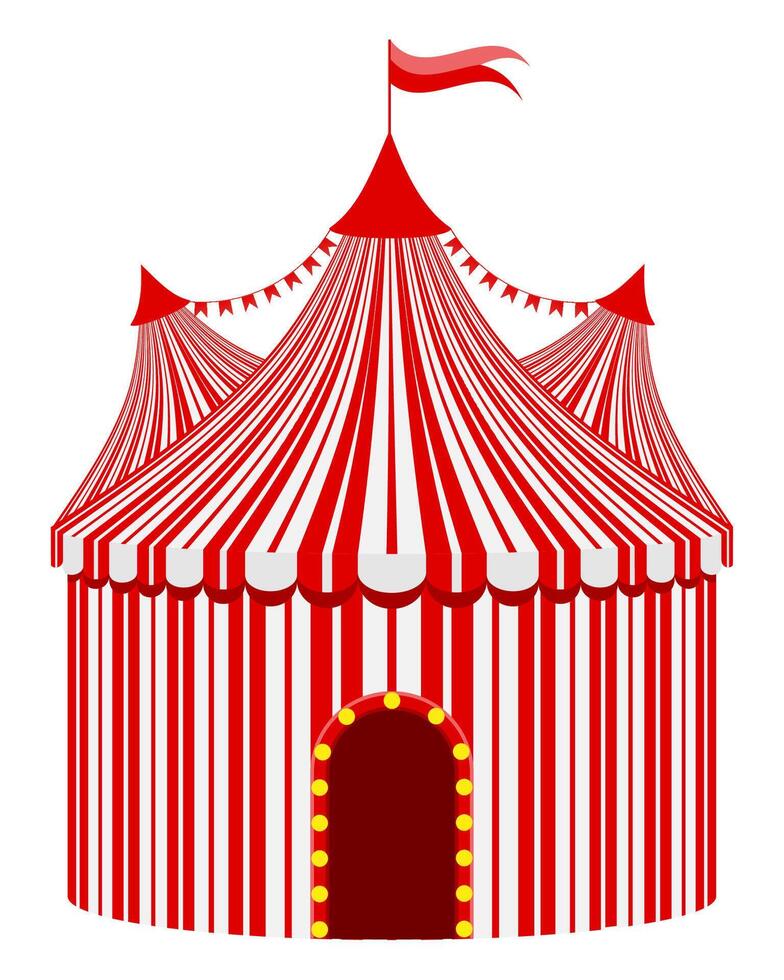 gestreifte rote Zirkuszeltvorrat-Vektorillustration lokalisiert auf weißem Hintergrund vektor