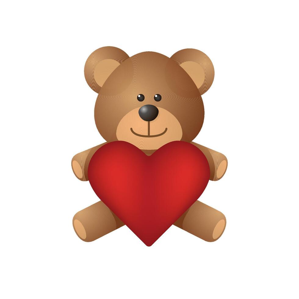 Teddy halten Herz gestalten Symbol im Farbe. Valentinstag Liebe Geschenk vektor