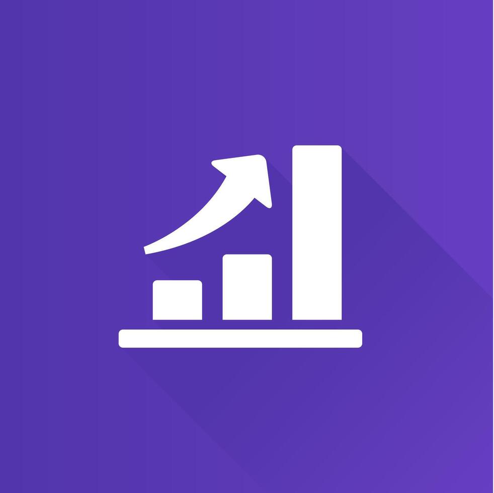 bar Diagram platt Färg ikon lång skugga vektor illustration