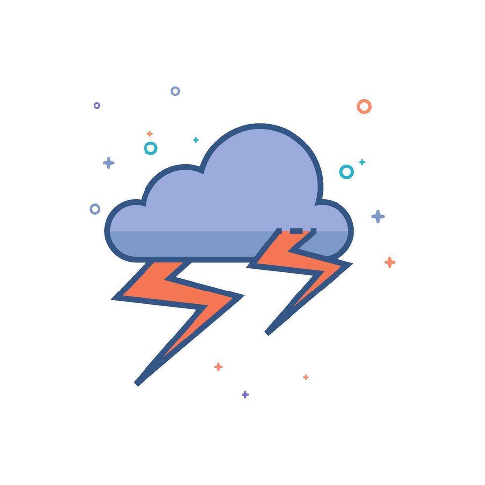 väder mulen storm ikon platt Färg stil vektor illustration