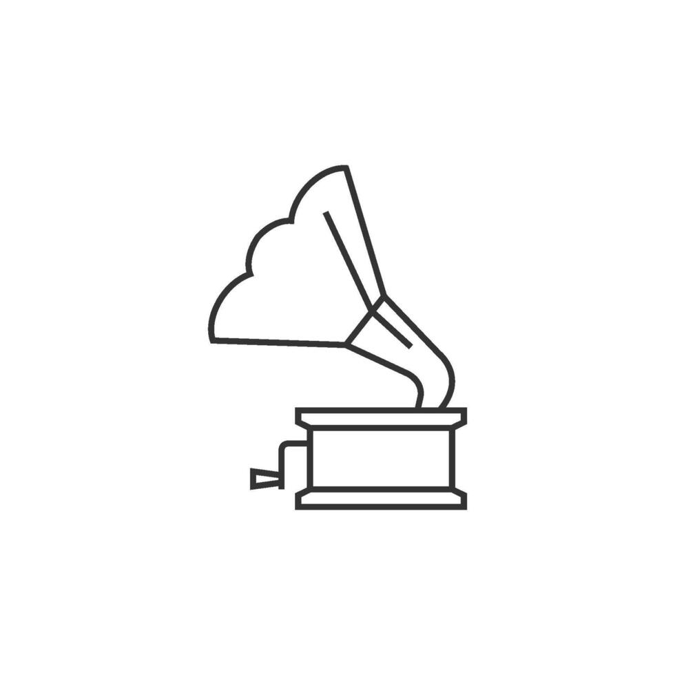 grammofon ikon i tunn översikt stil vektor