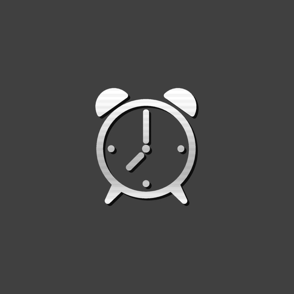 klocka ikon i metallisk grå Färg stil. larm vakna morgon- vektor