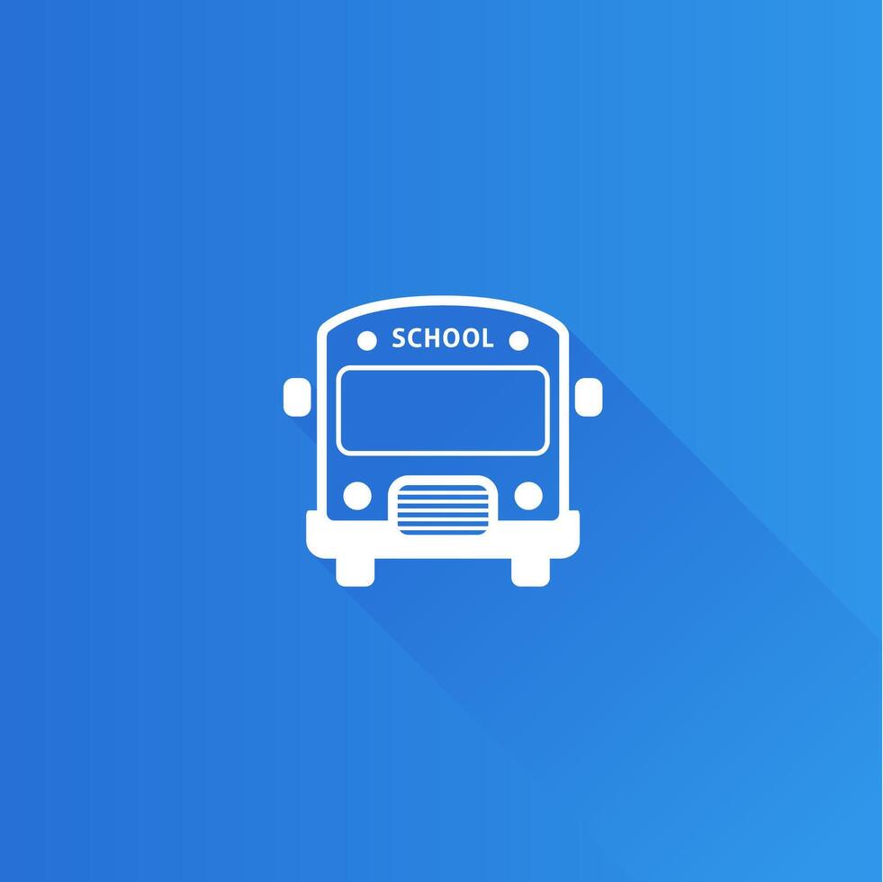 Schule Bus eben Farbe Symbol lange Schatten Vektor Illustration