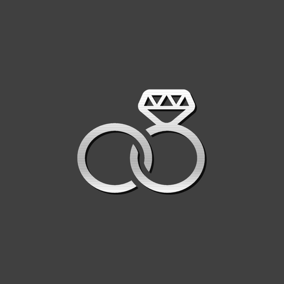 Hochzeit Ring Symbol im metallisch grau Farbe Stil. vektor
