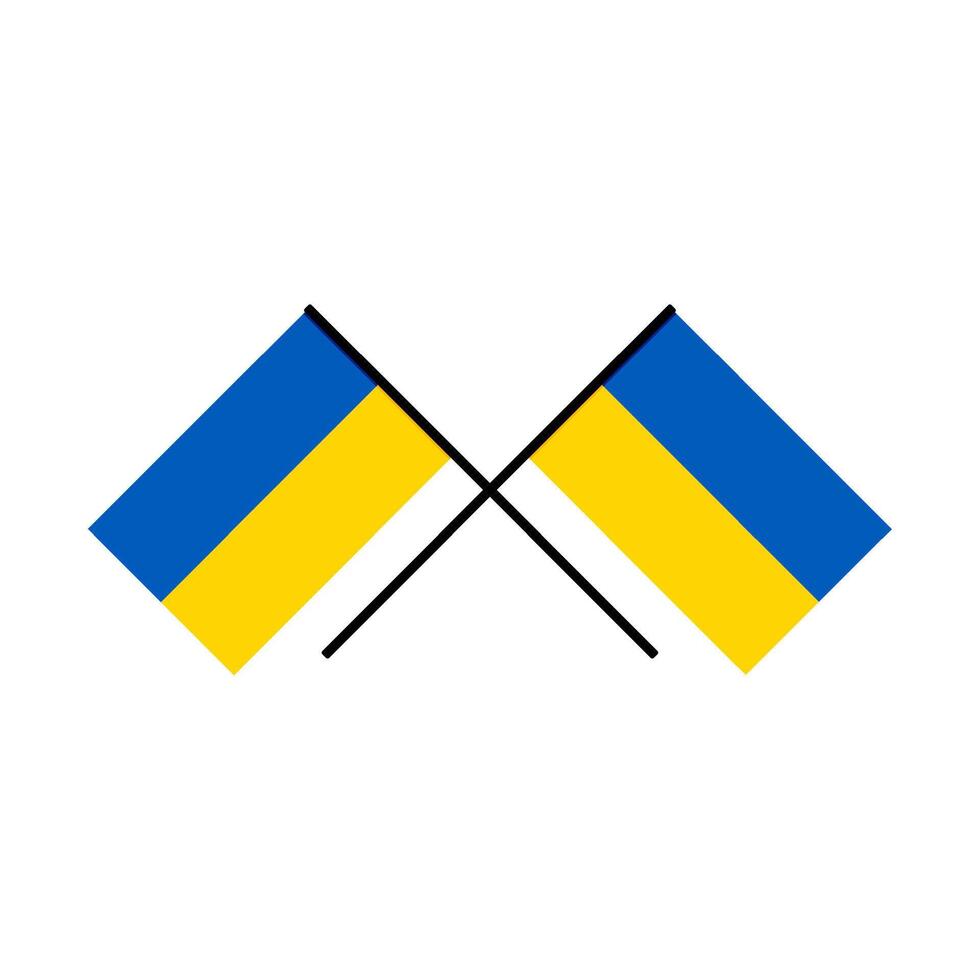 Slawe ukrainisch und Ruhm zu Ukraine, ukrainisch Flaggen Kreuz. Vektor ukrainisch Flagge, National Flagge und patriotisch Land Unabhängigkeit, Patriotismus von Ukraine Emblem Illustration