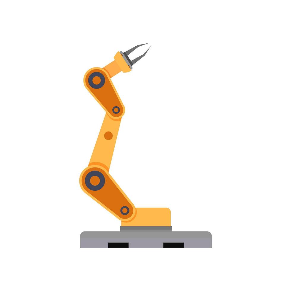 ärm robot för bälte transportband till samlar och hopsättning. vektor robot kirurgi och leksak. illustration av robot hand maskin Utrustning och automatisera ingenjör verktyg