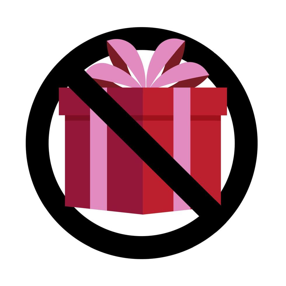Nein Geschenk Geschenk, verboten Feiern, nicht bestechen. Vektor Nein Geschenk verboten Überraschung, Paket Verbot Illustration