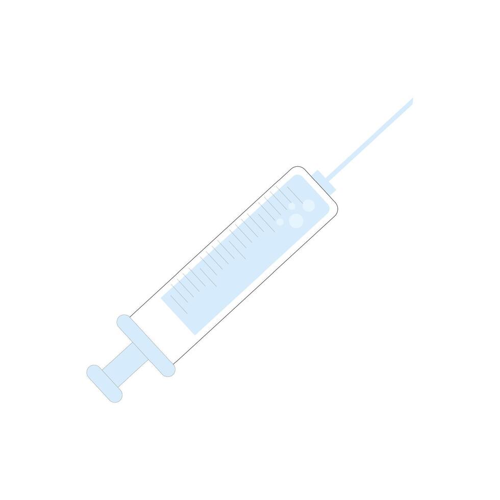 Spritze zu Impfung, Medikation injizieren, Gesundheitswesen Verfahren, Krankheit Antibiotikum, Injektion und Immunisierung, Botox Schuss. Vektor Illustration