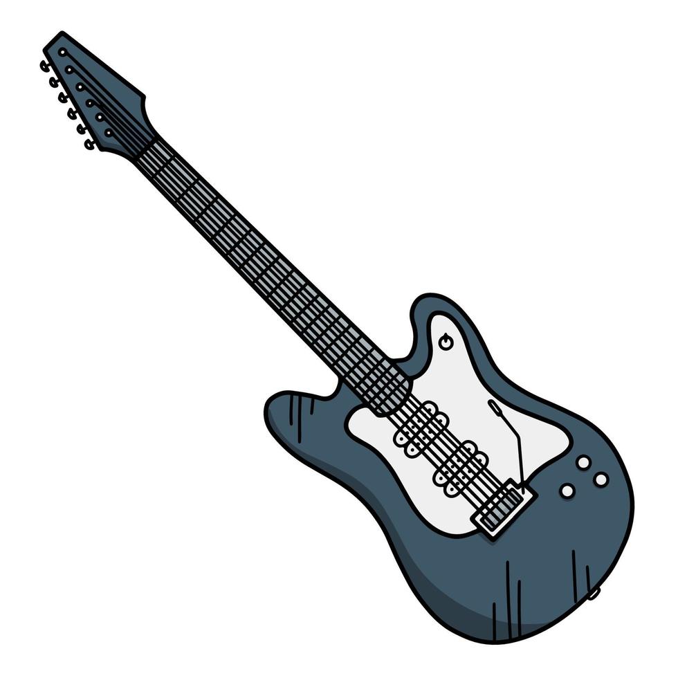 vintage elgitarr doodle illustration. handritad ikon av ett musikinstrument. vektor