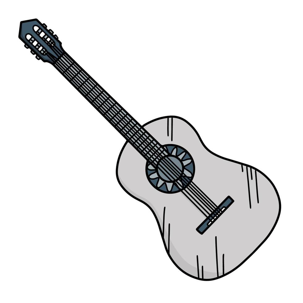 klassisk akustisk gitarr doodle illustration. handritad ikon av ett musikinstrument. vektor