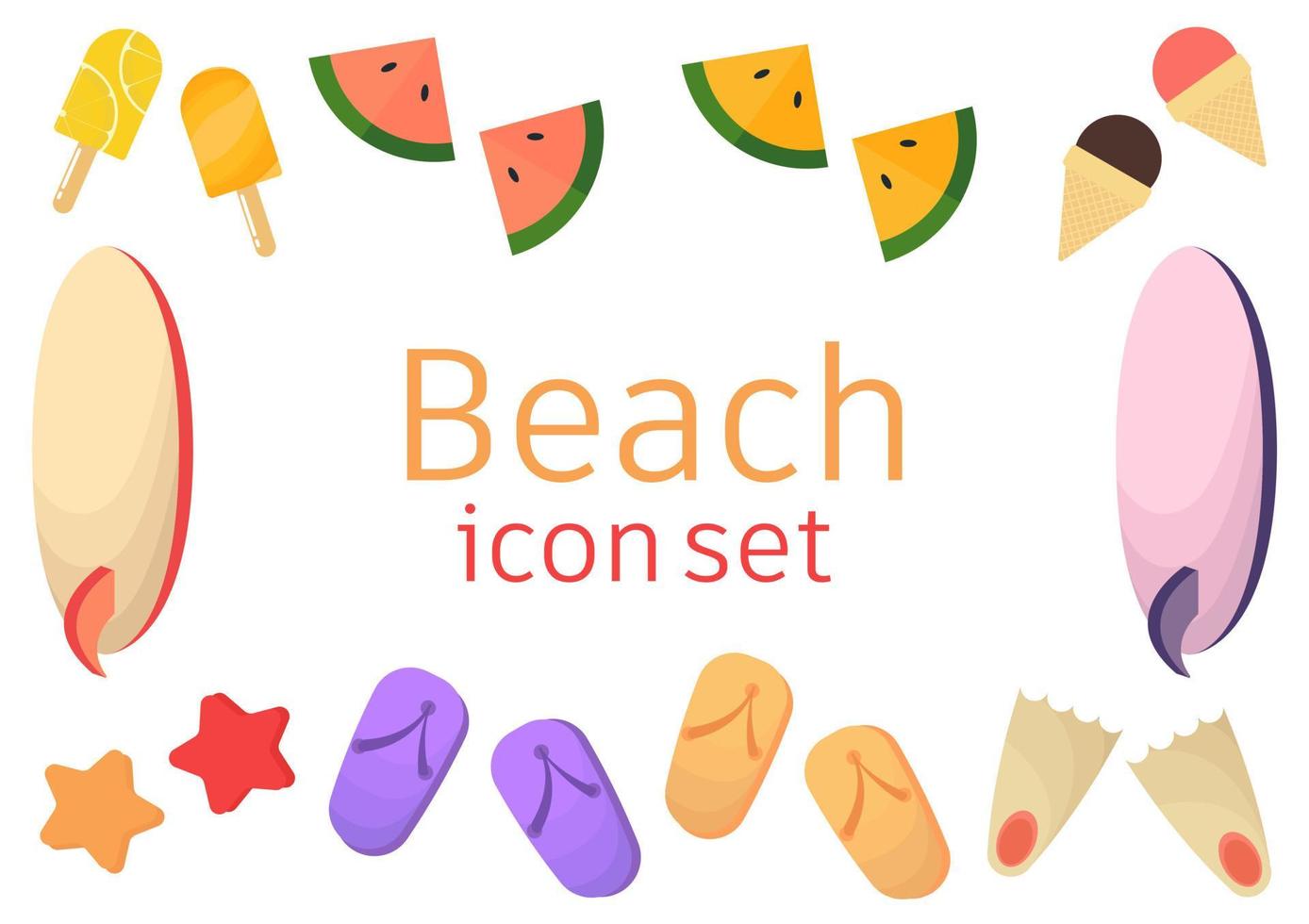 Icon-Set über Meer oder Strand vektor