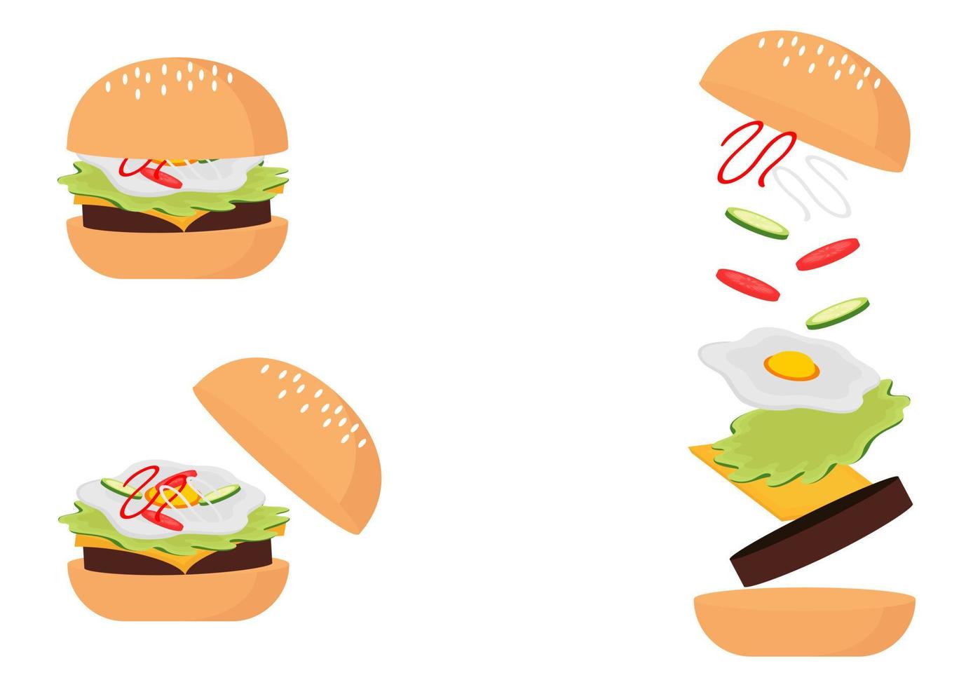 hamburgare illustration med tre typer vektor