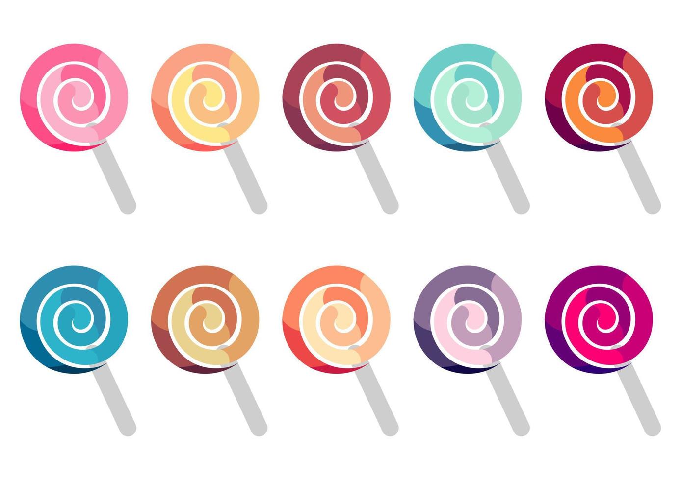 samling av färgglada lollipop illustrationer på vit bakgrund vektor