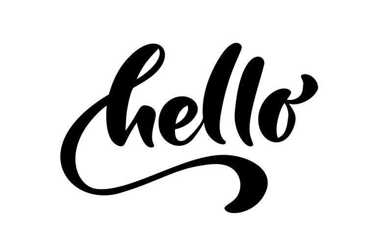 Kalligraphie-Beschriftungstext Hallo. Hand gezeichnete Bürsten-Stiftphrase lokalisiert auf weißem Hintergrund. Handschriftliche Vektor-Illustration vektor