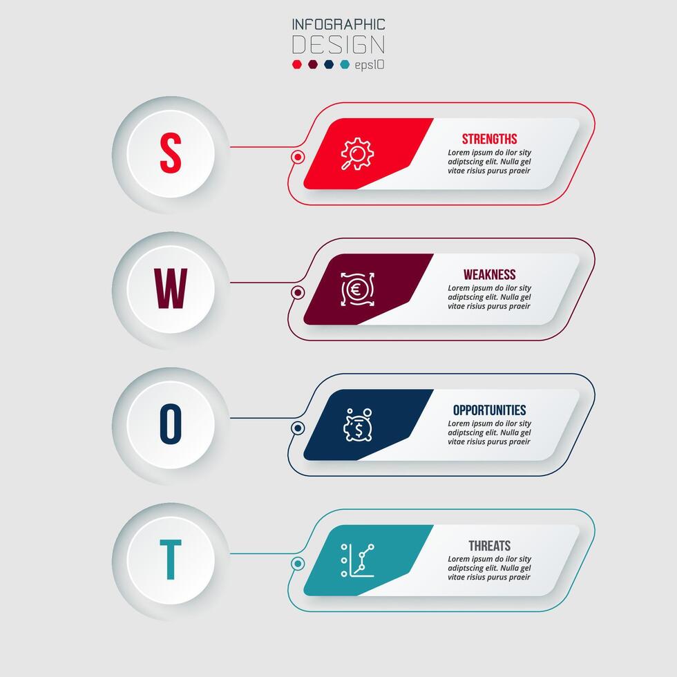 Infografik-Vorlage für Geschäftskonzepte mit Swot-Analyse. vektor