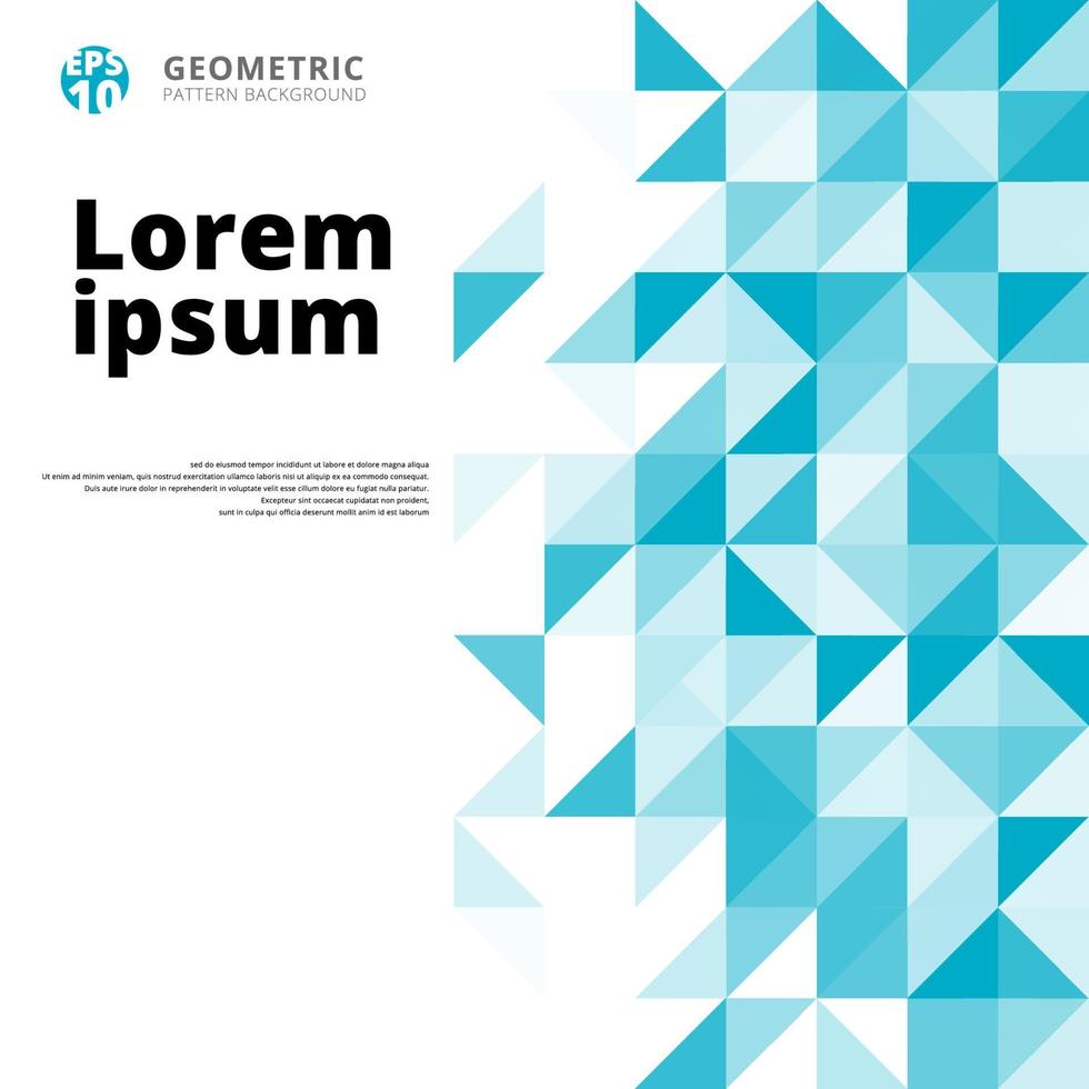 abstrakt blå geometriska trianglar mönster på vit bakgrund med kopia utrymme. vektor