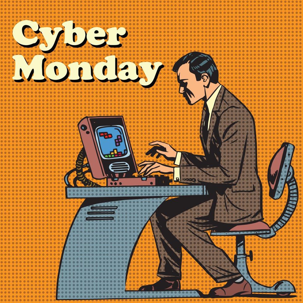 cyber måndag dator och människa vektor