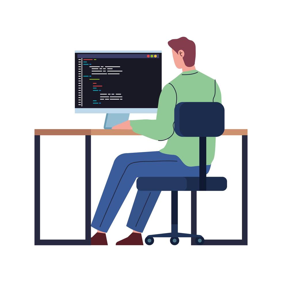 Programmierer, der mit Computer arbeitet vektor
