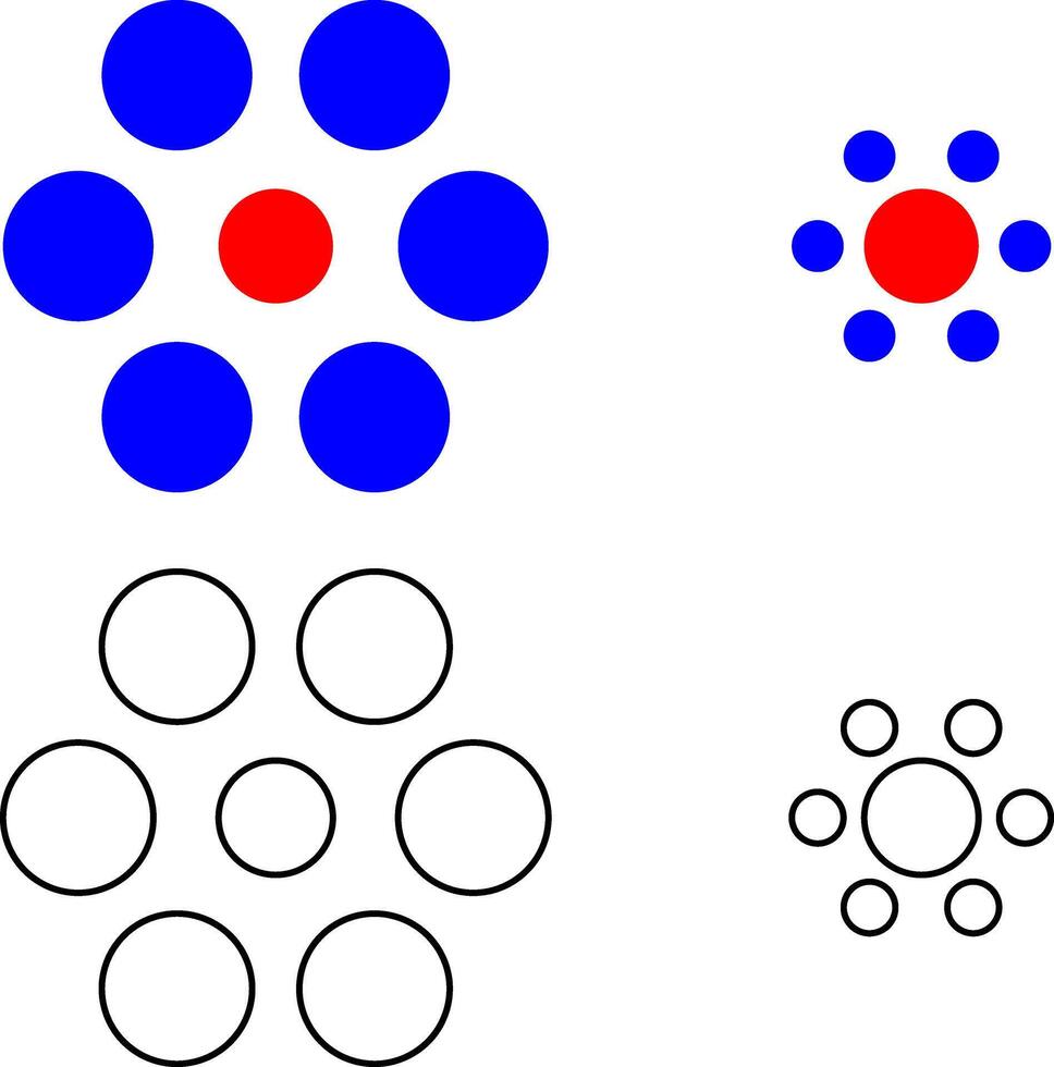 översikt ebbinghaus illusion eller titchener cirklar vektor