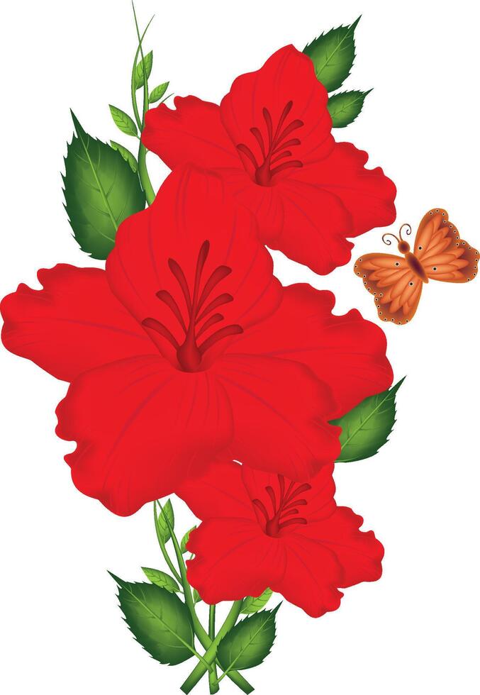 Illustration von rot Hibiskus Rose Vektor Design auf ein Weiß Hintergrund