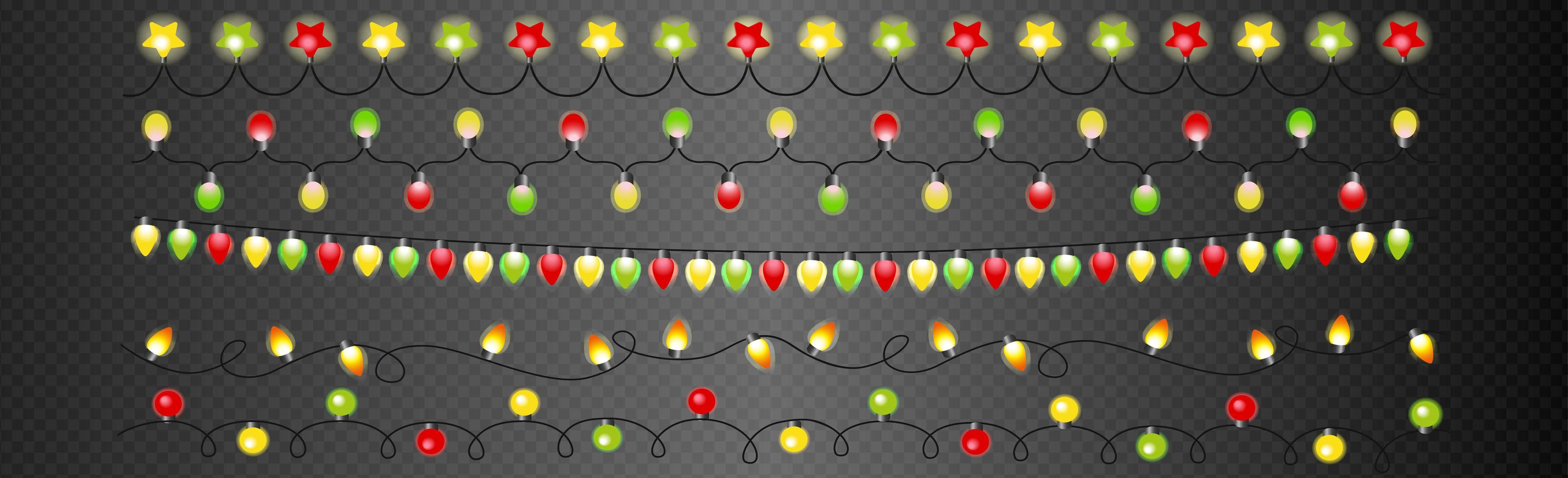 Set von 5 Stück Weihnachtsgirlanden auf einem transparenten Hintergrund - Vektor